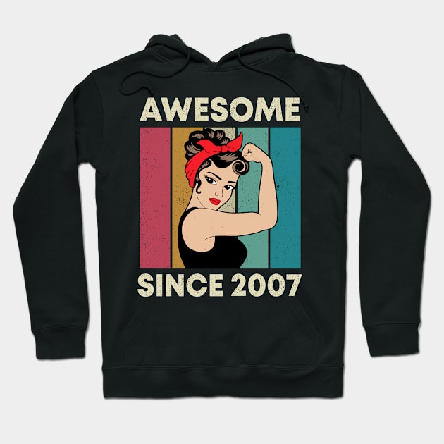 15th Birthday Awesome Since 2007 Vintage Retro Womens Hoodie by snnt